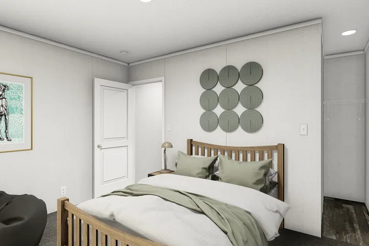 The RUBY Bedroom. This Manufactured Mobile Home features 2 bedrooms and 2 baths.