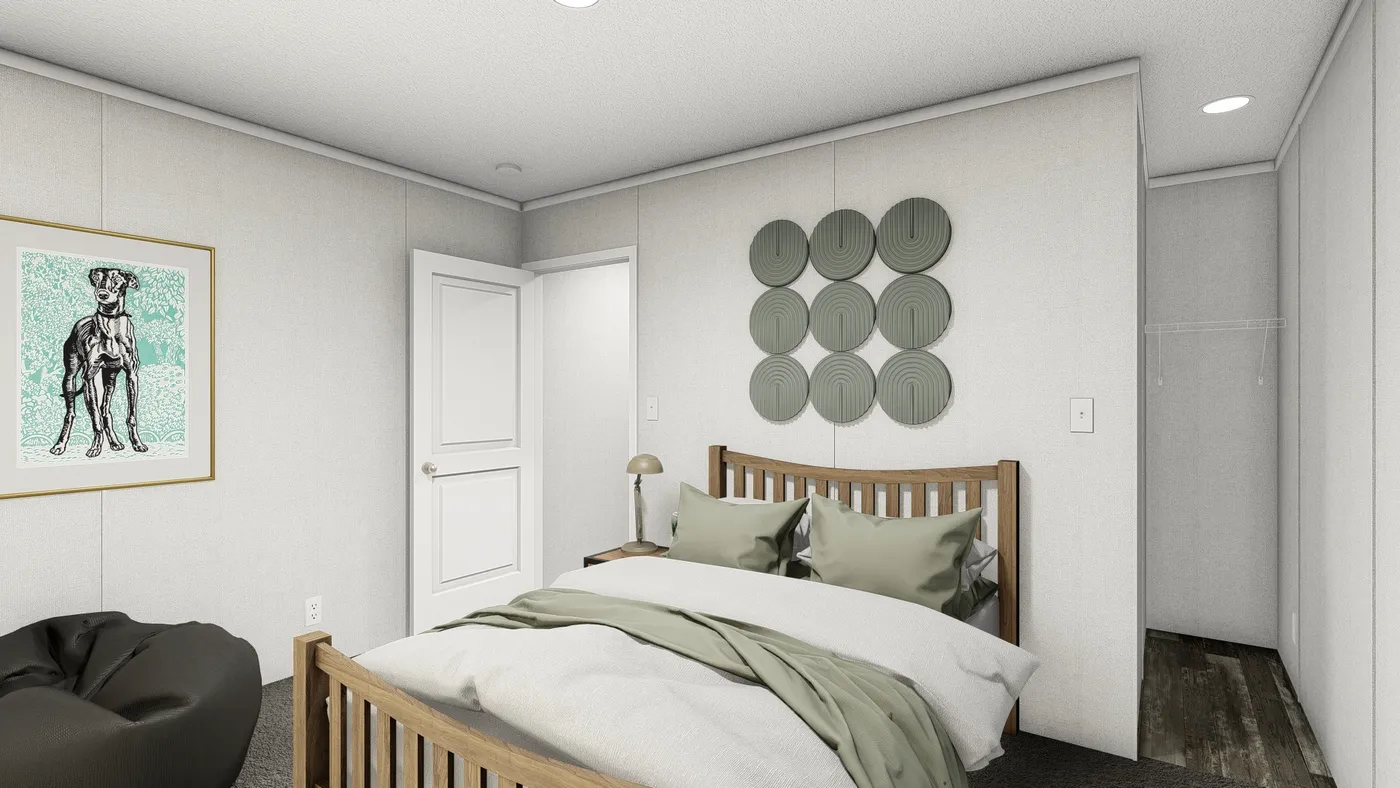 The RUBY Bedroom. This Manufactured Mobile Home features 2 bedrooms and 2 baths.