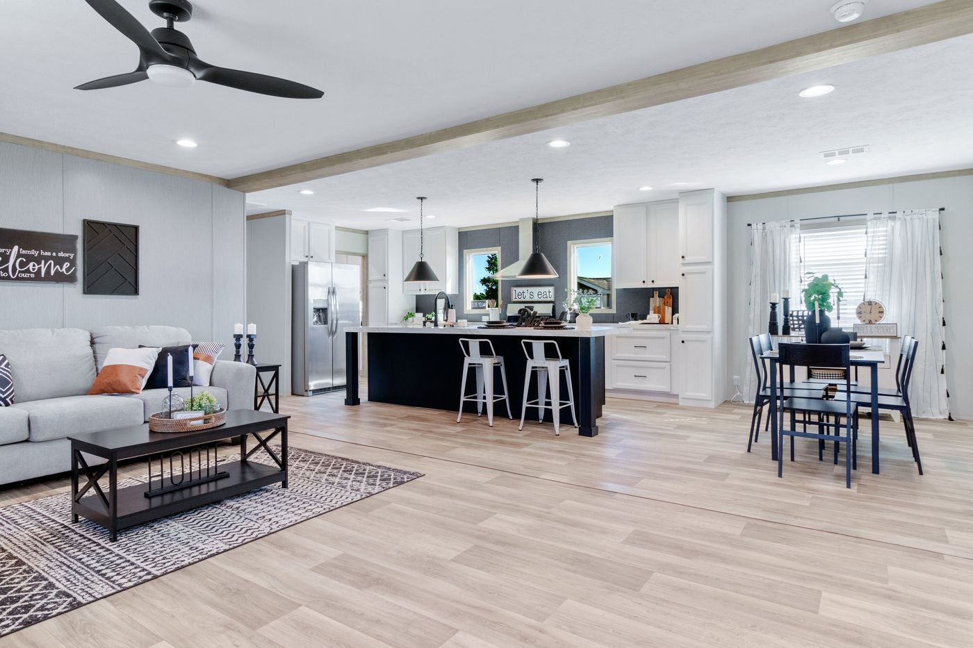 The ANATOLIA XL Living Room. This Manufactured Mobile Home features 3 bedrooms and 2 baths.