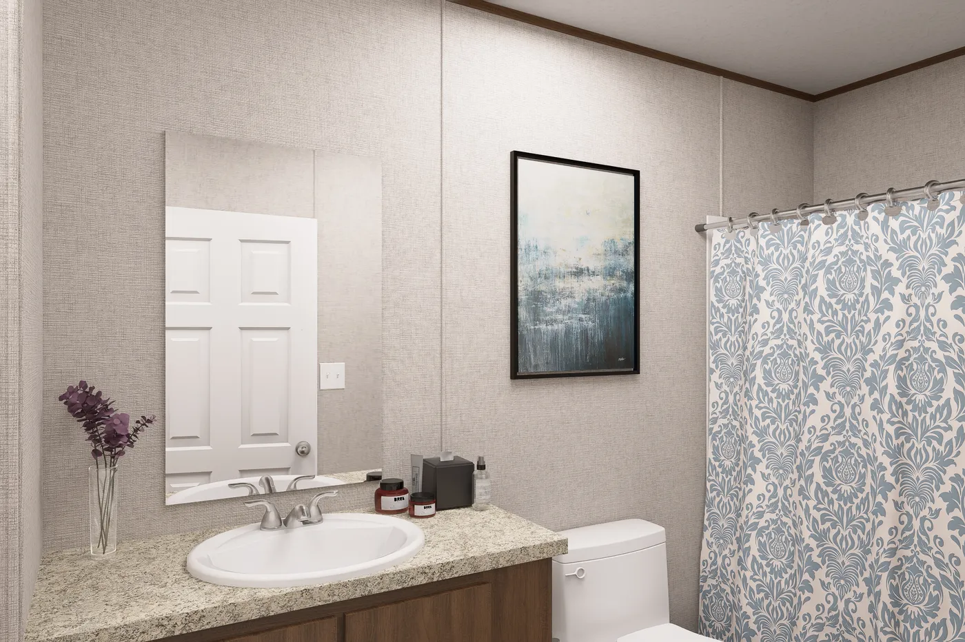 The MAGNOLIA Primary Bathroom. This Manufactured Mobile Home features 3 bedrooms and 2 baths.