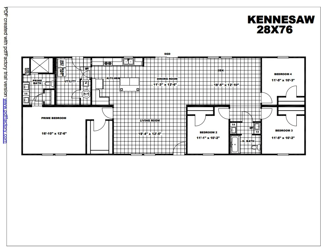 The KENNESAW ELITE Exterior. This Manufactured Mobile Home features 4 bedrooms and 2 baths.