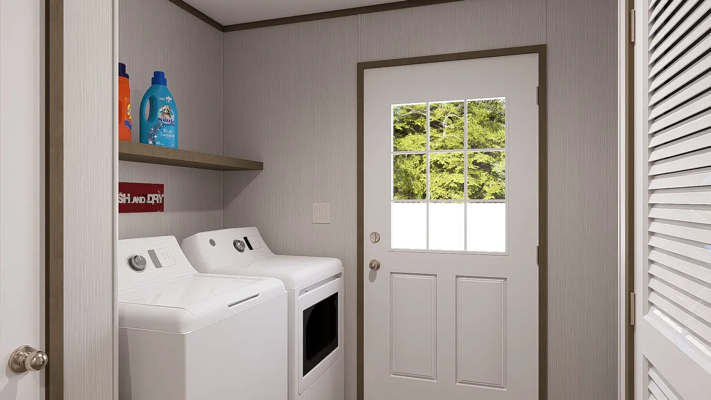 The CROCKETT Utility Room. This Manufactured Mobile Home features 3 bedrooms and 2 baths.