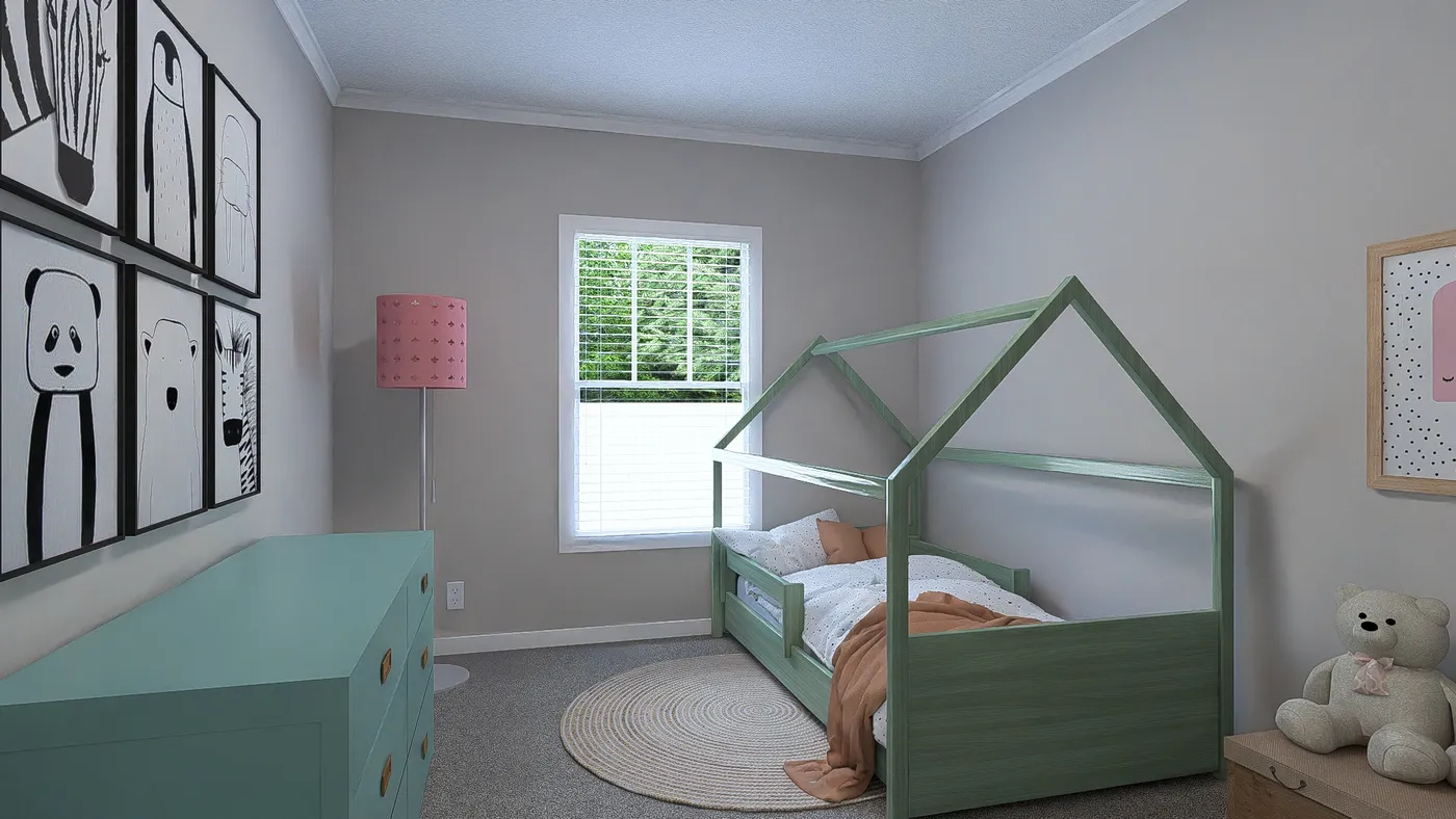 The THE HEXAGON Bedroom. This Manufactured Mobile Home features 4 bedrooms and 3 baths.