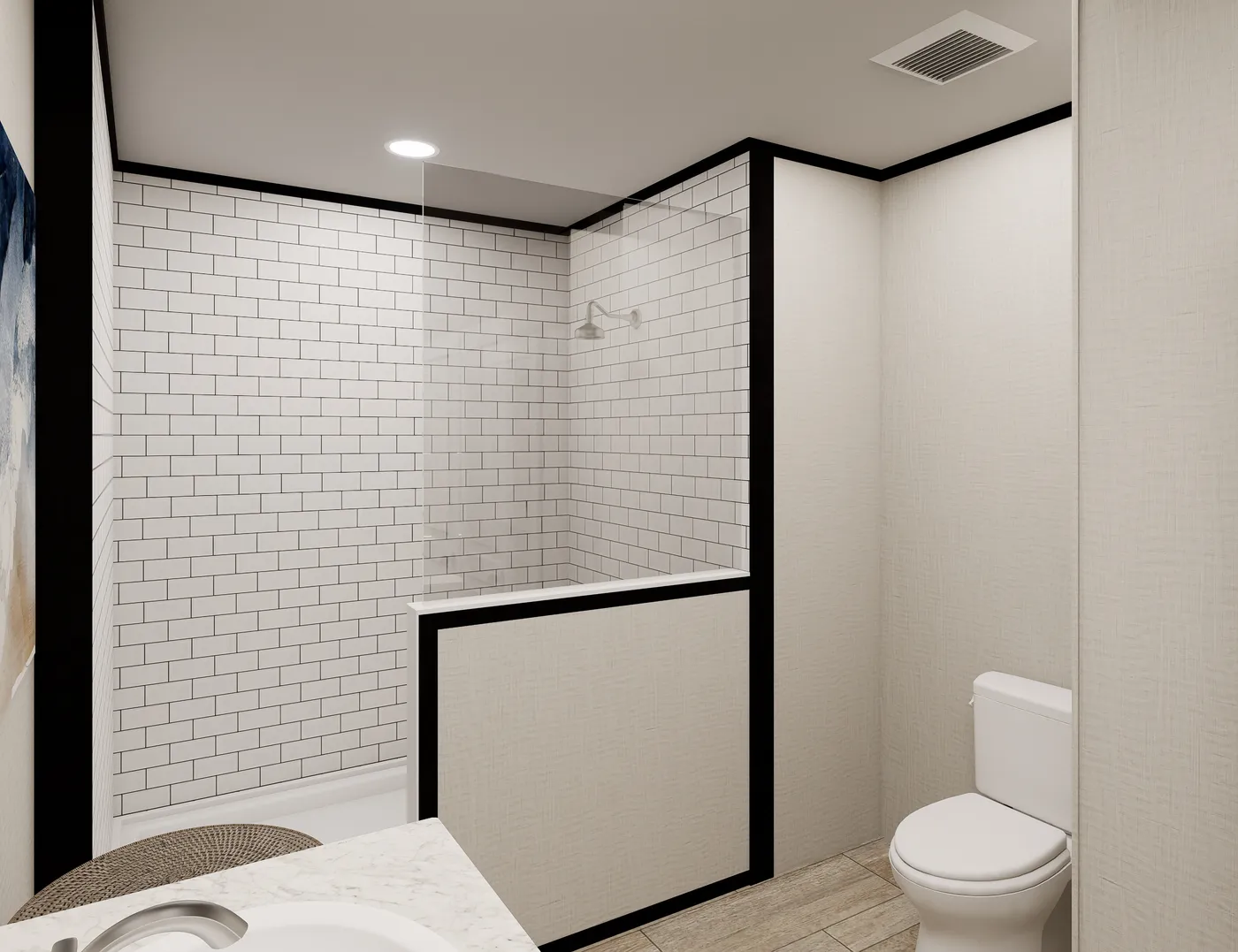 The ULTRA FLEX Primary Bathroom. This Manufactured Mobile Home features 3 bedrooms and 2 baths.