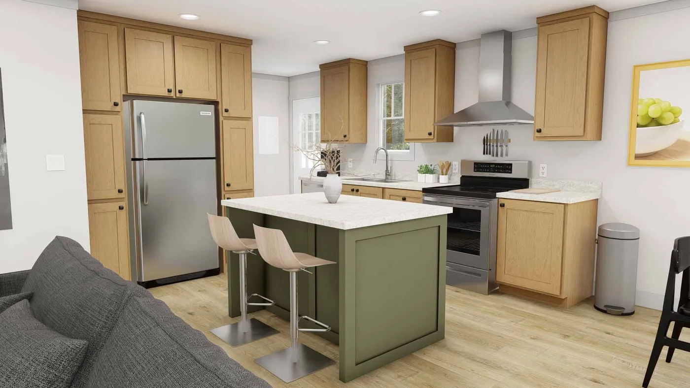 The AFRICA Kitchen. This Manufactured Mobile Home features 3 bedrooms and 2 baths.