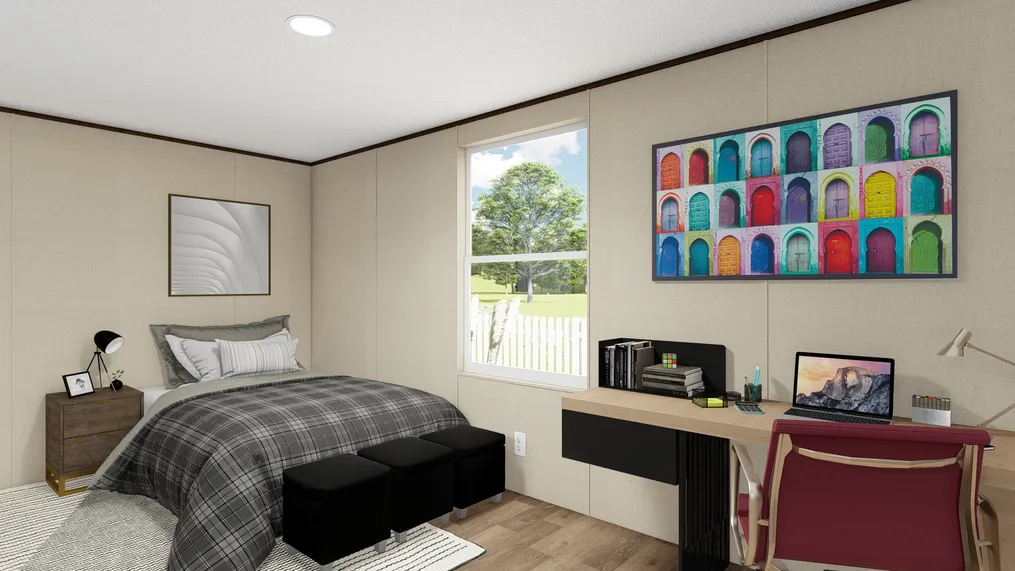 The SENSATION Bedroom. This Manufactured Mobile Home features 3 bedrooms and 2 baths.