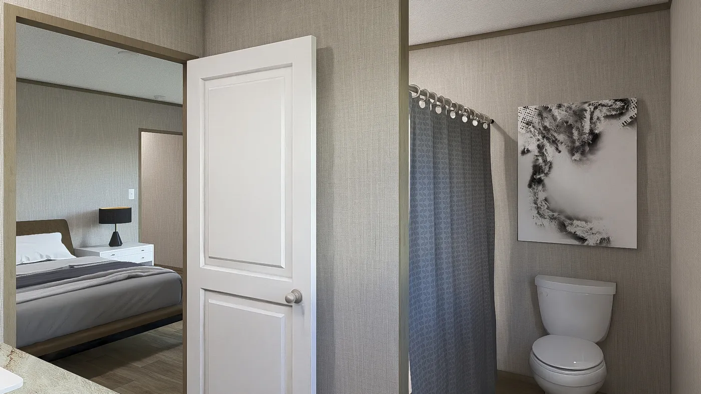 The TUSCANY Primary Bathroom. This Manufactured Mobile Home features 2 bedrooms and 2 baths.