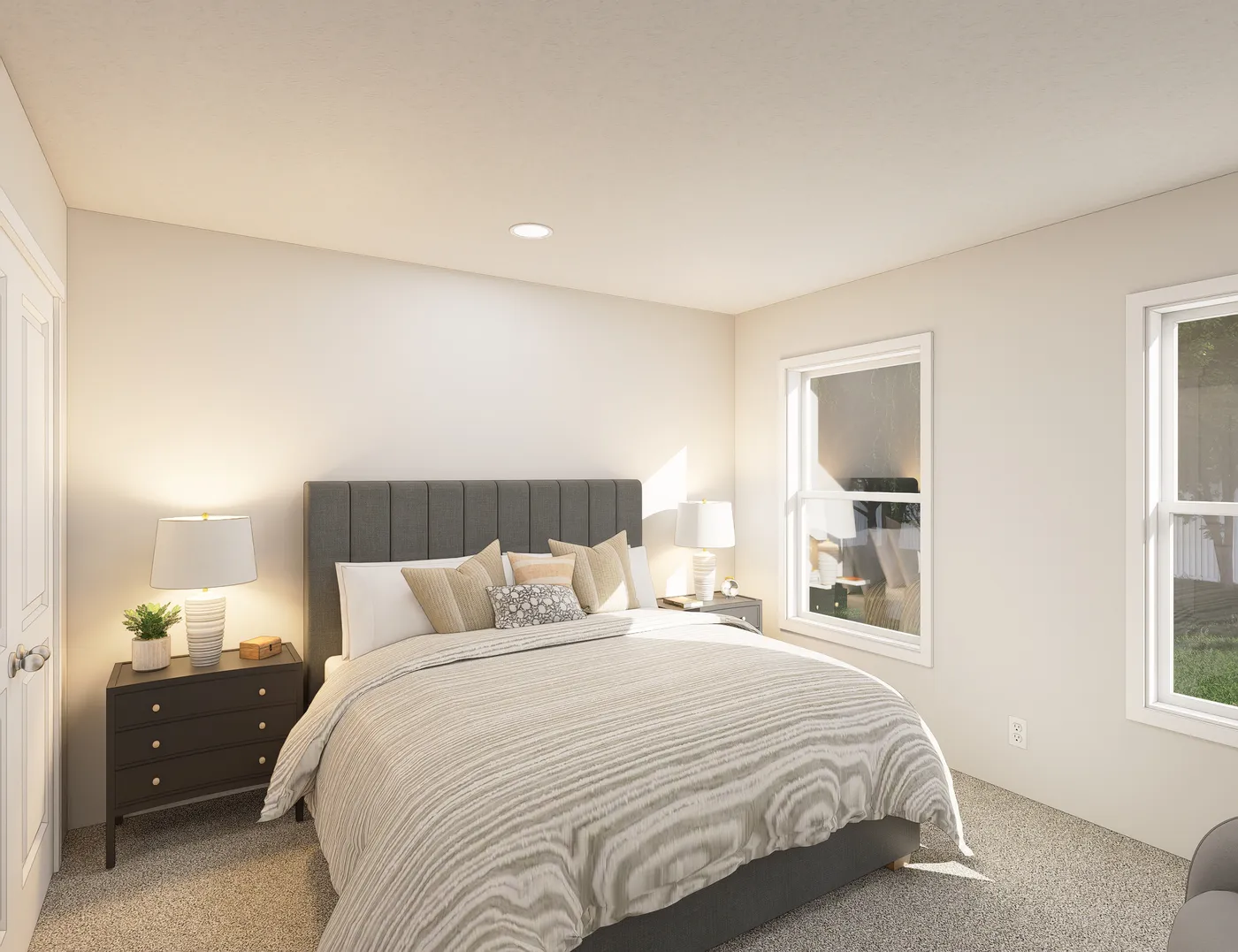 The 5038 IMAGINE Primary Bedroom. This Manufactured Mobile Home features 3 bedrooms and 2 baths.