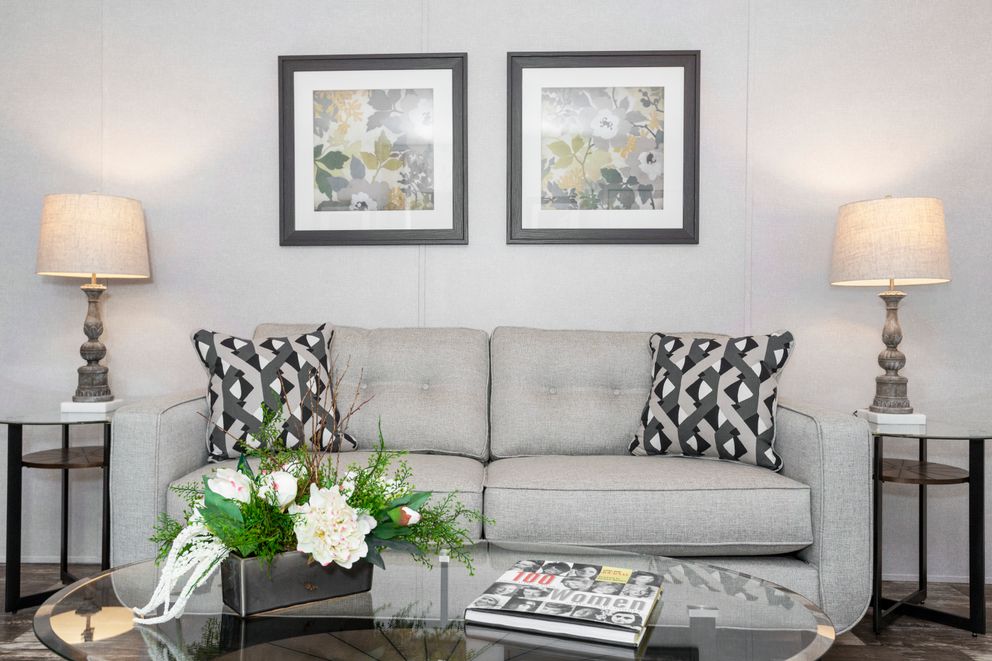 The SAPPHIRE Living Room. This Manufactured Mobile Home features 3 bedrooms and 2 baths.