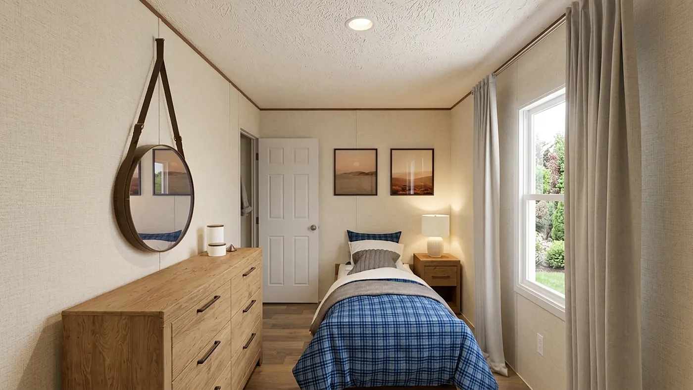 The ASPEN Bedroom. This Manufactured Mobile Home features 3 bedrooms and 2 baths.