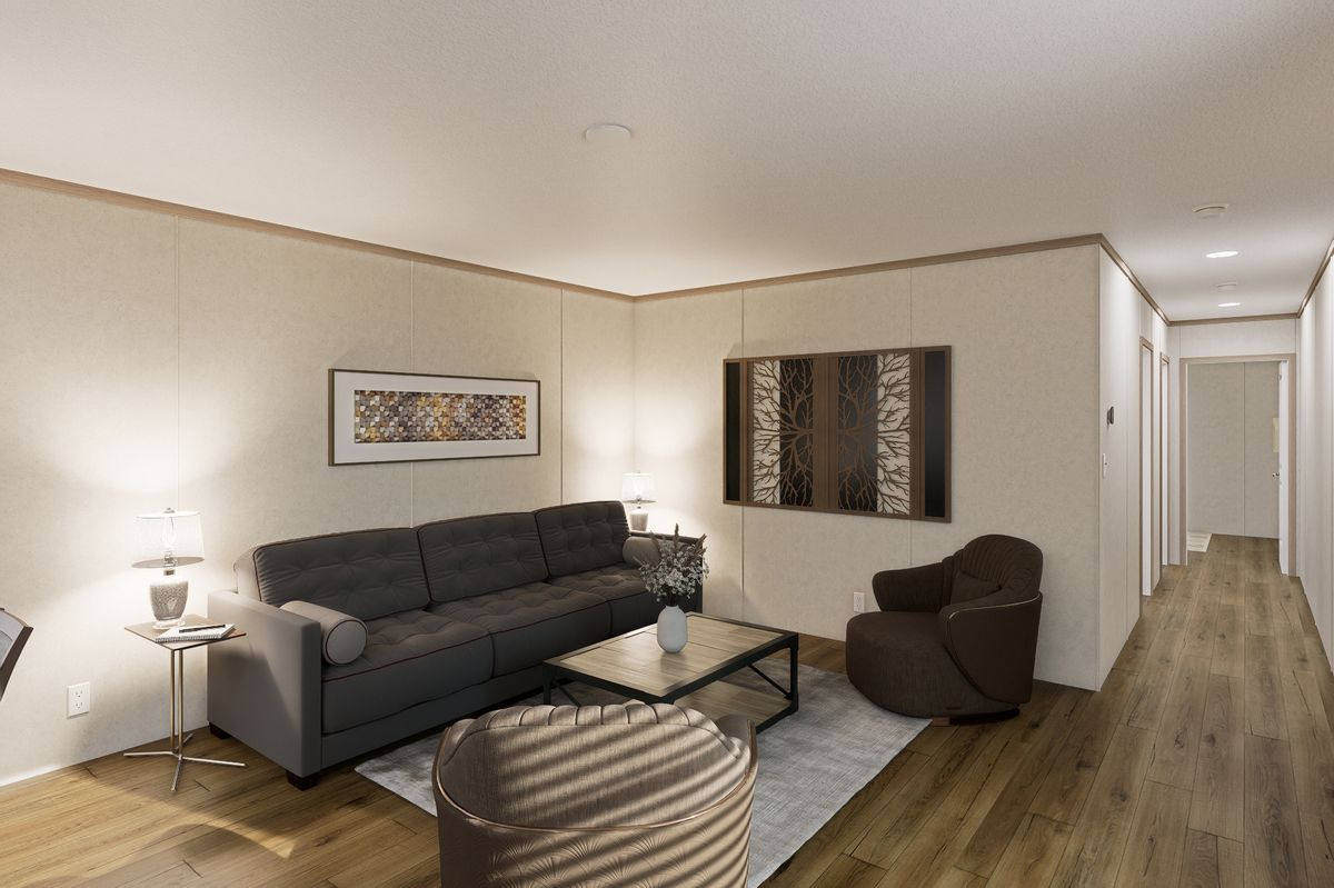 The 7616-CC01 CORNERSTONE 76 Living Room. This Manufactured Mobile Home features 3 bedrooms and 2 baths.