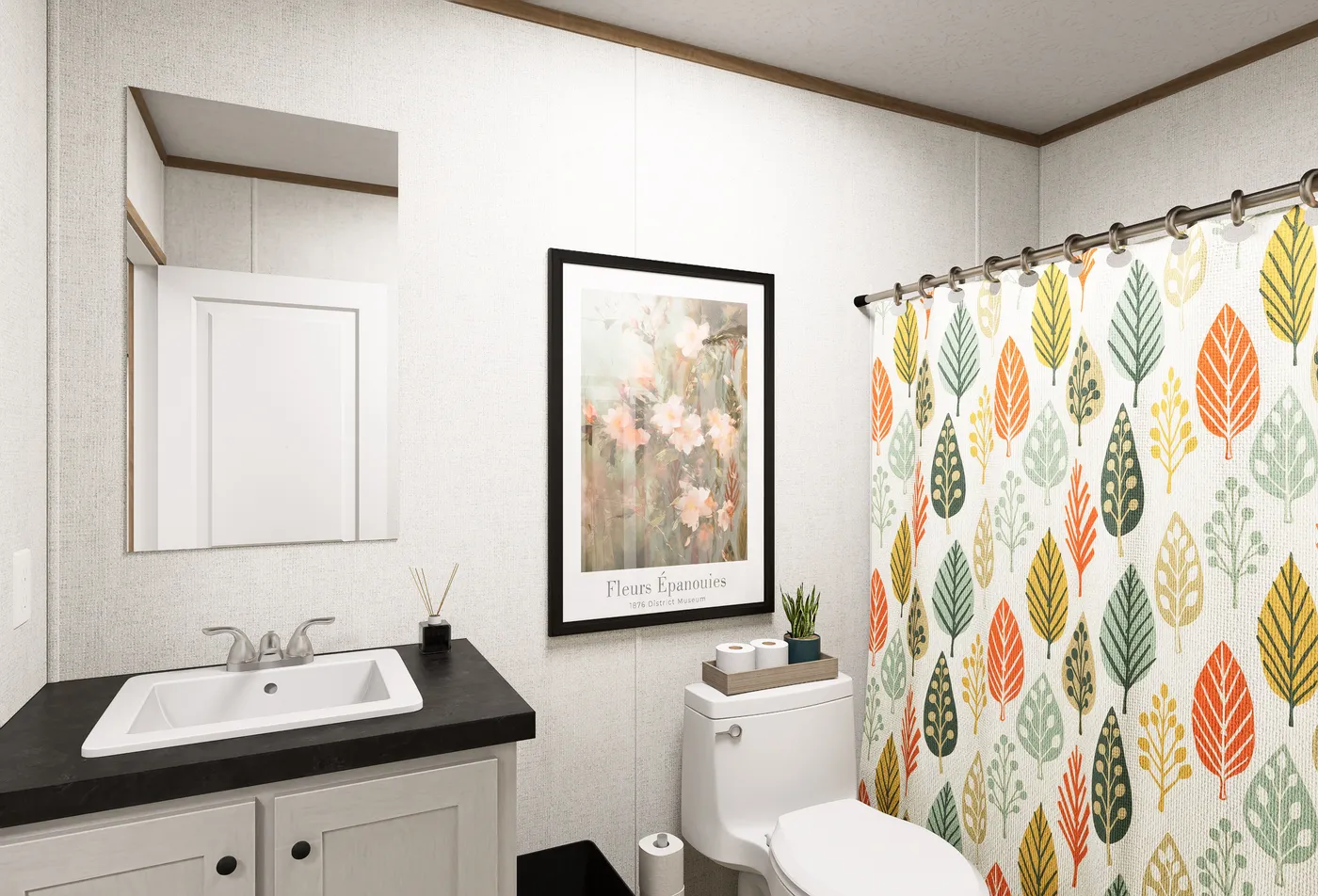 The ELEMENT Guest Bathroom. This Manufactured Mobile Home features 3 bedrooms and 2 baths.