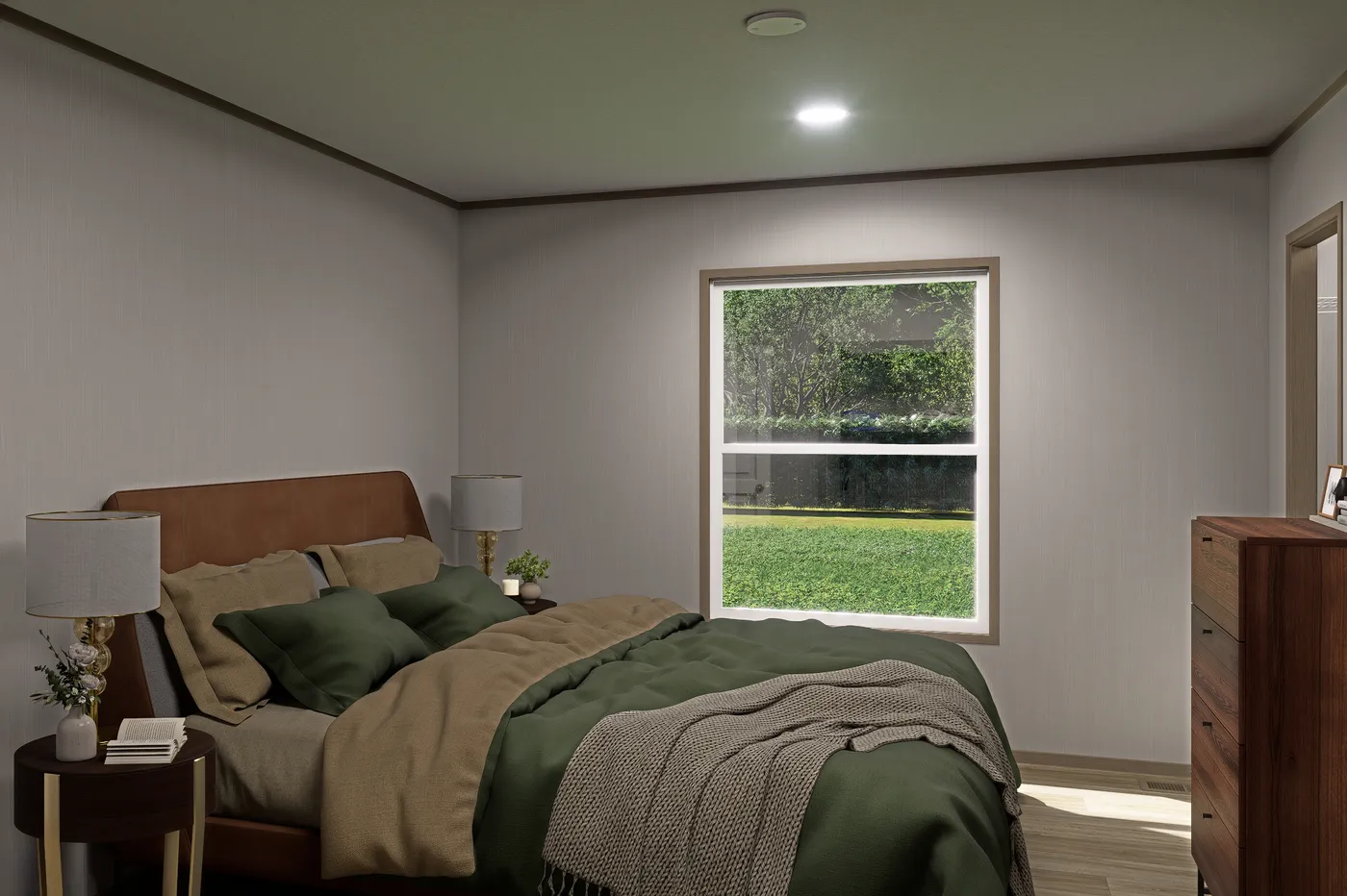 The MARINER Primary Bedroom. This Manufactured Mobile Home features 3 bedrooms and 2 baths.