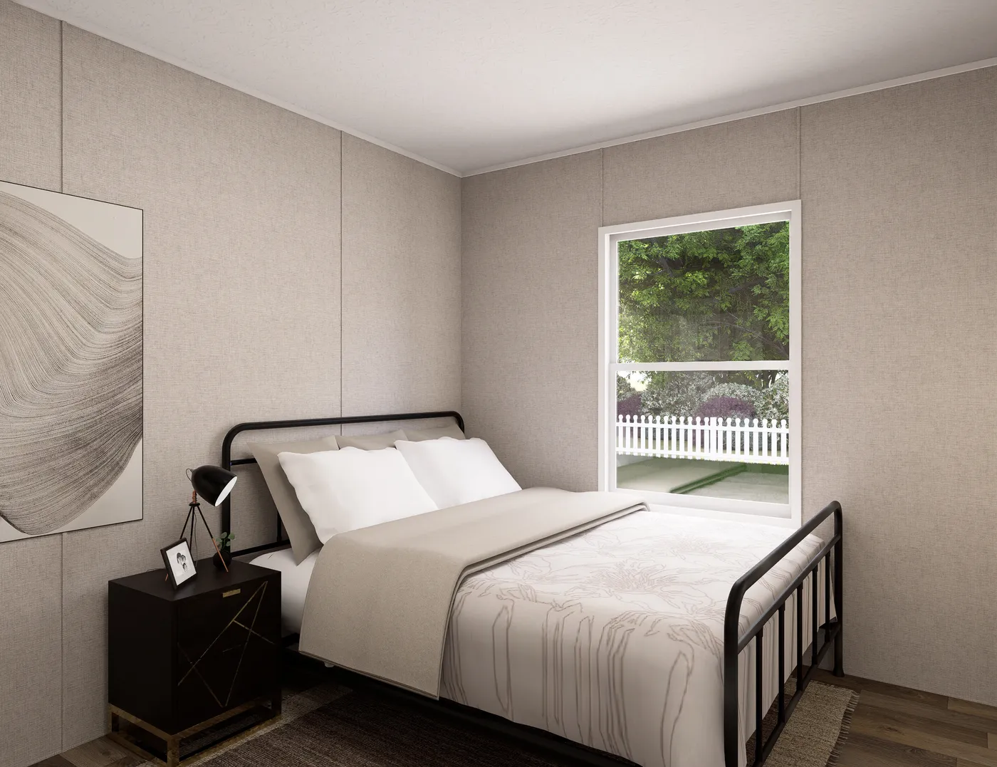 The OAK Guest Bedroom. This Manufactured Mobile Home features 4 bedrooms and 2 baths.