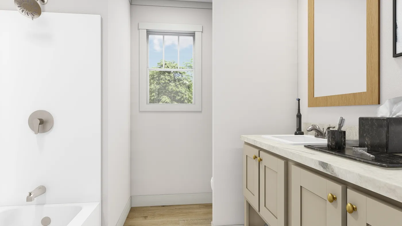 The BROWN EYED GIRL Guest Bathroom. This Manufactured Mobile Home features 4 bedrooms and 2 baths.