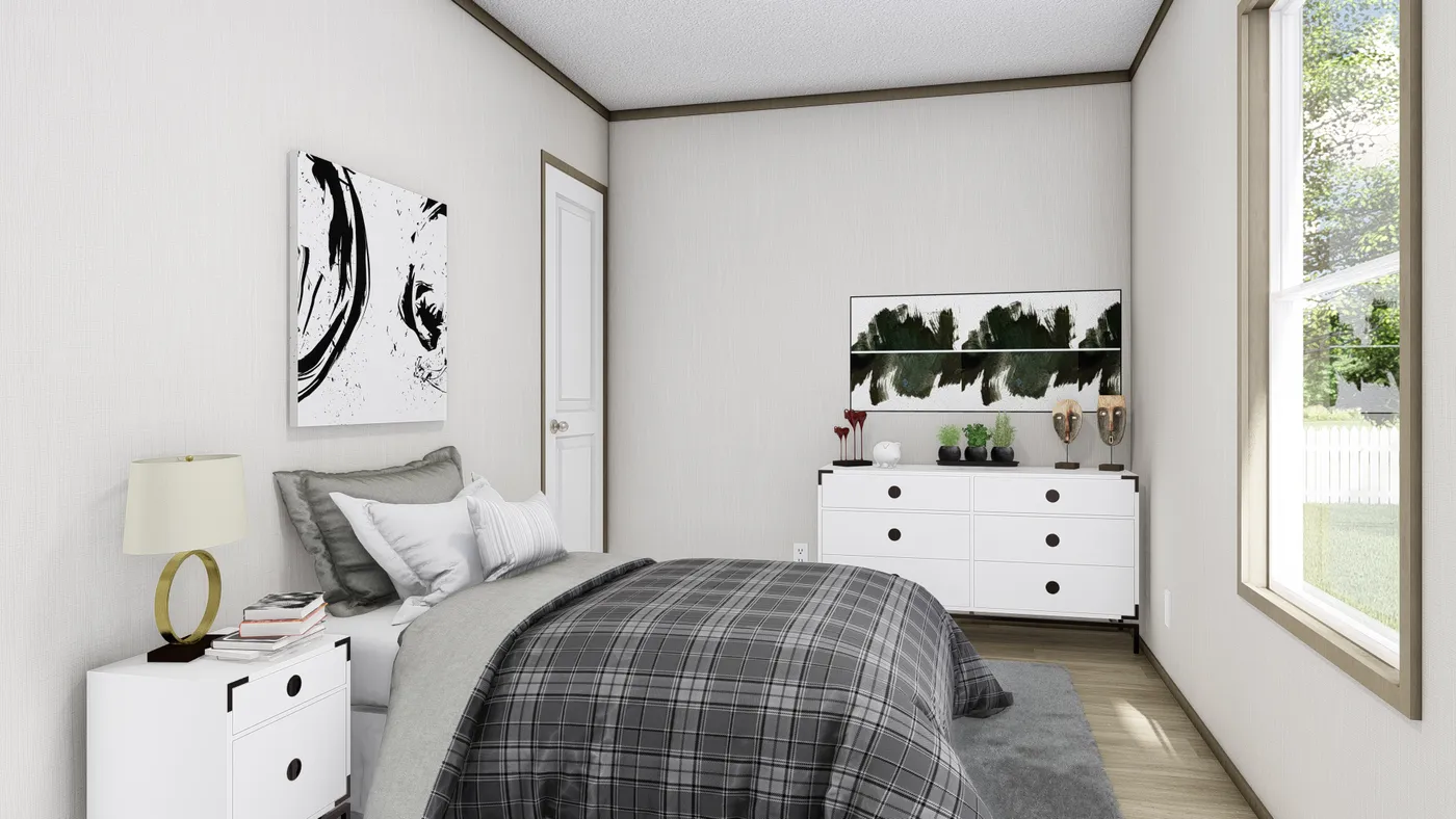 The LEWIS Bedroom. This Manufactured Mobile Home features 2 bedrooms and 2 baths.