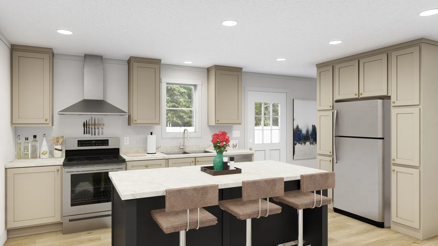 The HEY JUDE Kitchen. This Manufactured Mobile Home features 5 bedrooms and 2 baths.