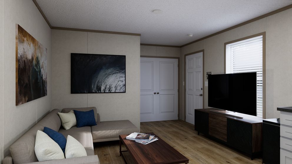 The 4814-CC04 RESOLVE 48 Living Room. This Manufactured Mobile Home features 2 bedrooms and 1 bath.