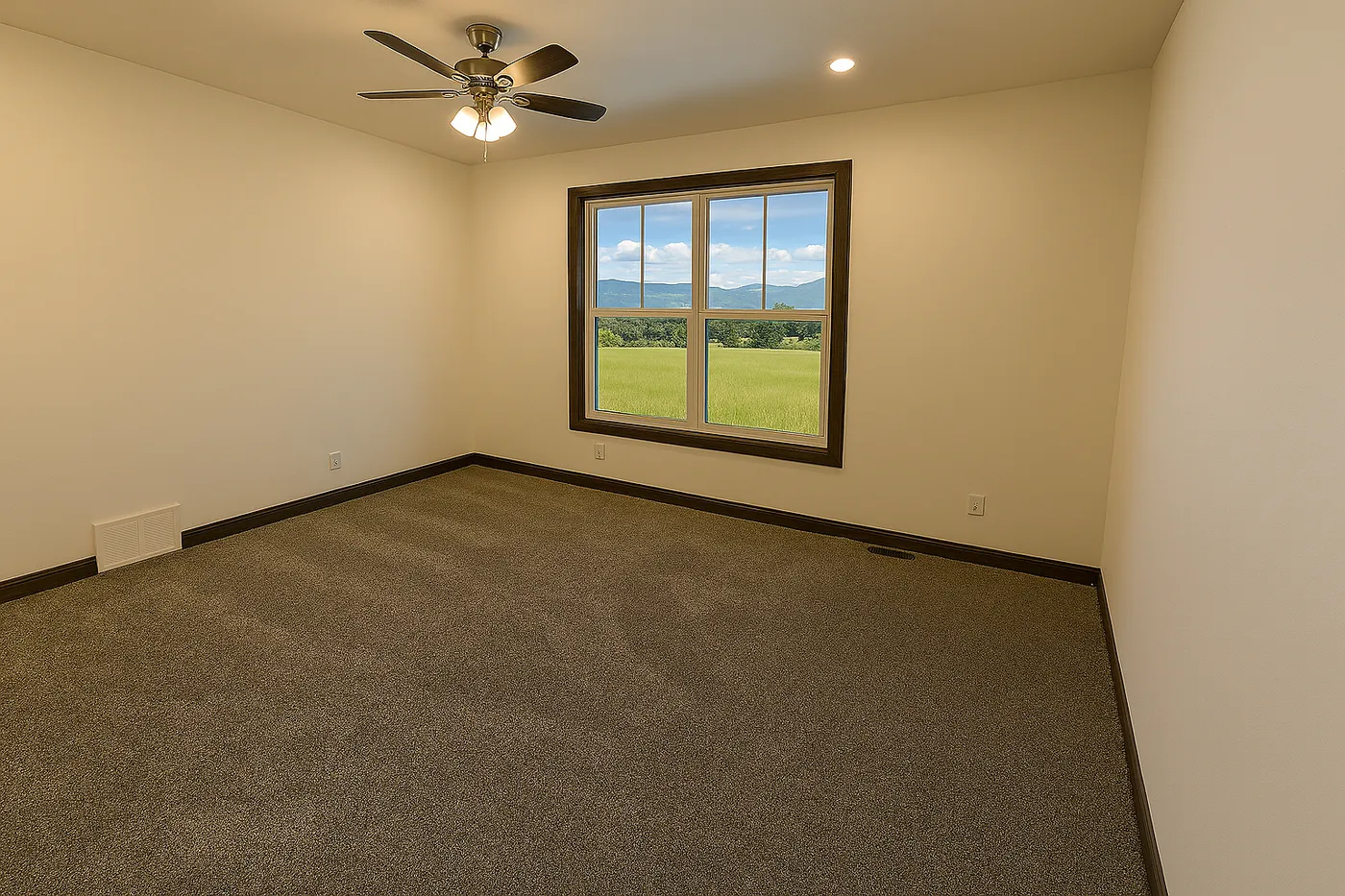 The LEGEND 402 MOD Primary Bedroom. This Modular Home features 3 bedrooms and 2 baths.