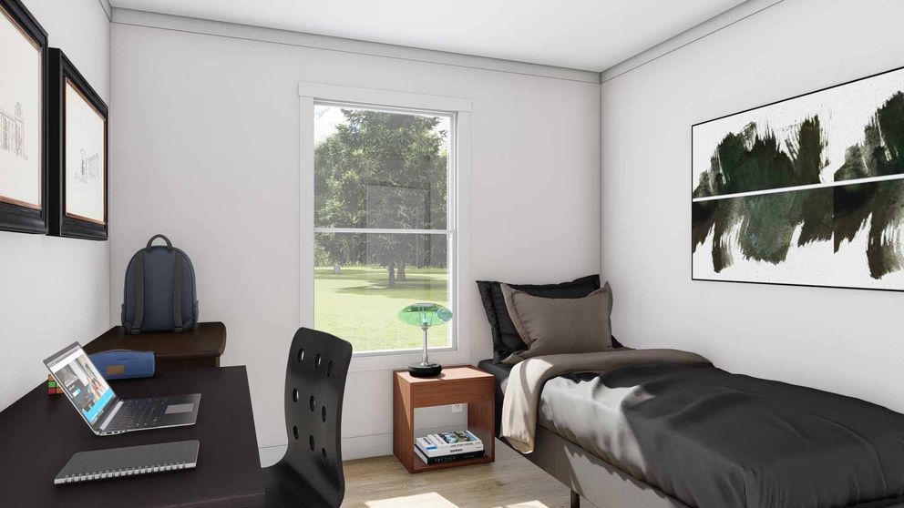 The HERE COMES THE SUN Bedroom. This Manufactured Mobile Home features 3 bedrooms and 2 baths.