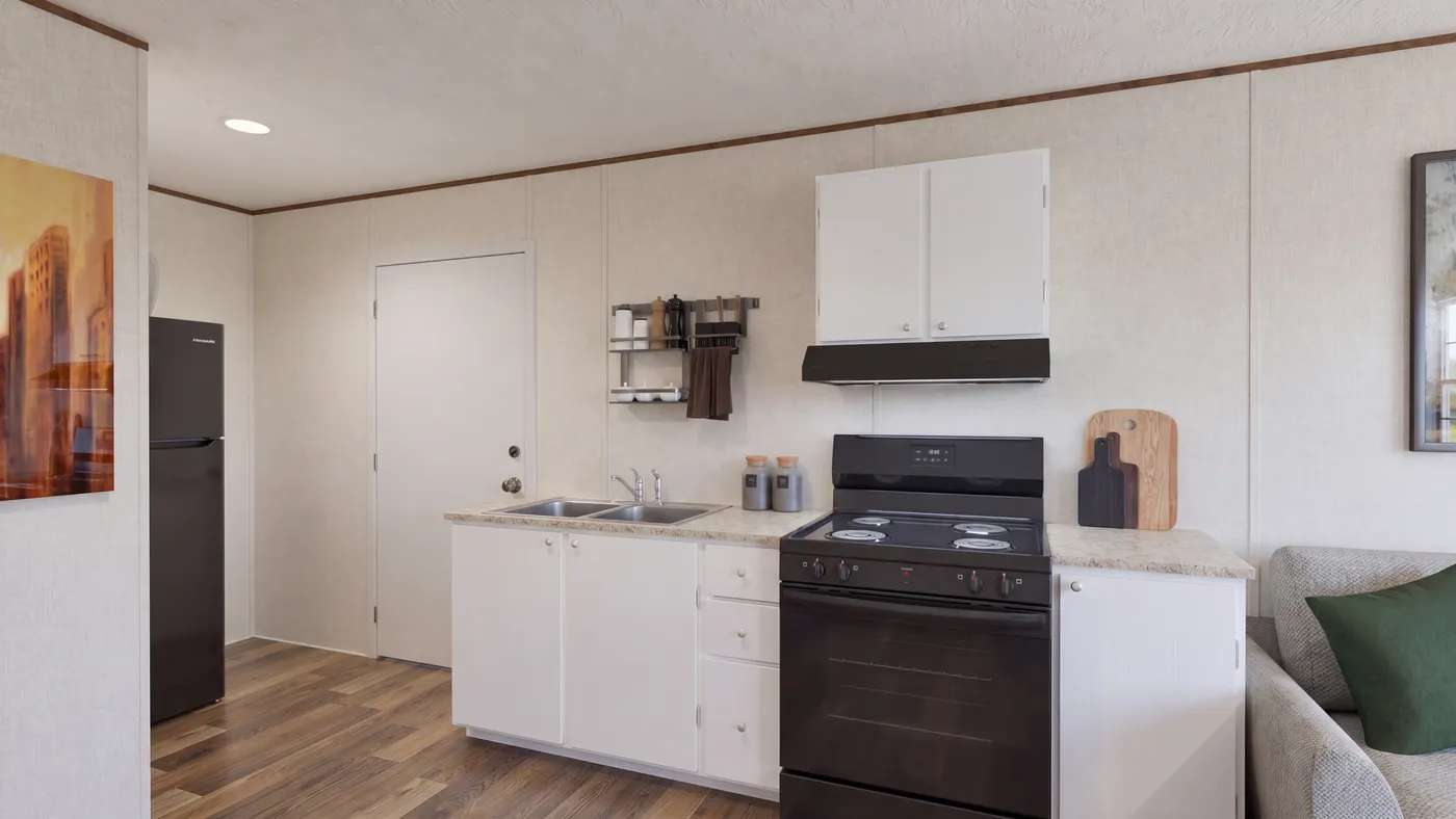 The TULIP Kitchen. This Manufactured Mobile Home features 2 bedrooms and 1 bath.