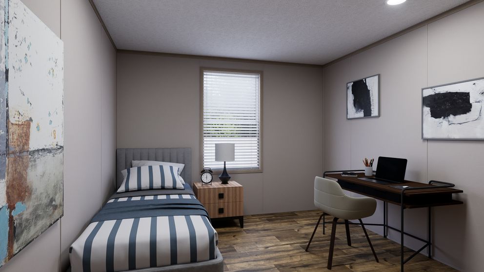 The MOUNTAIN BREEZE 3260 Bedroom. This Manufactured Mobile Home features 3 bedrooms and 2 baths.