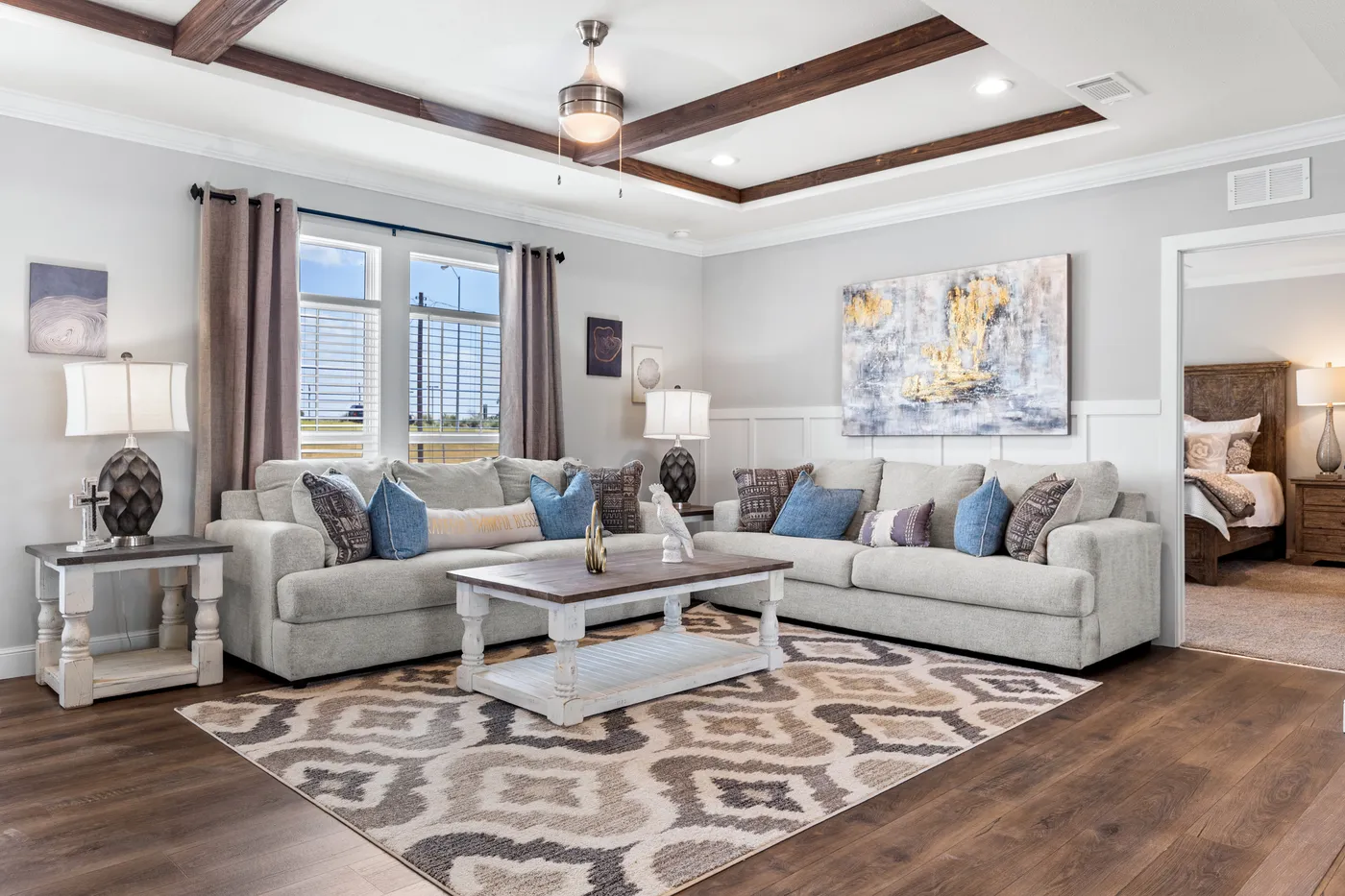 The EL CAPITAN Living Room. This Manufactured Mobile Home features 3 bedrooms and 2 baths.