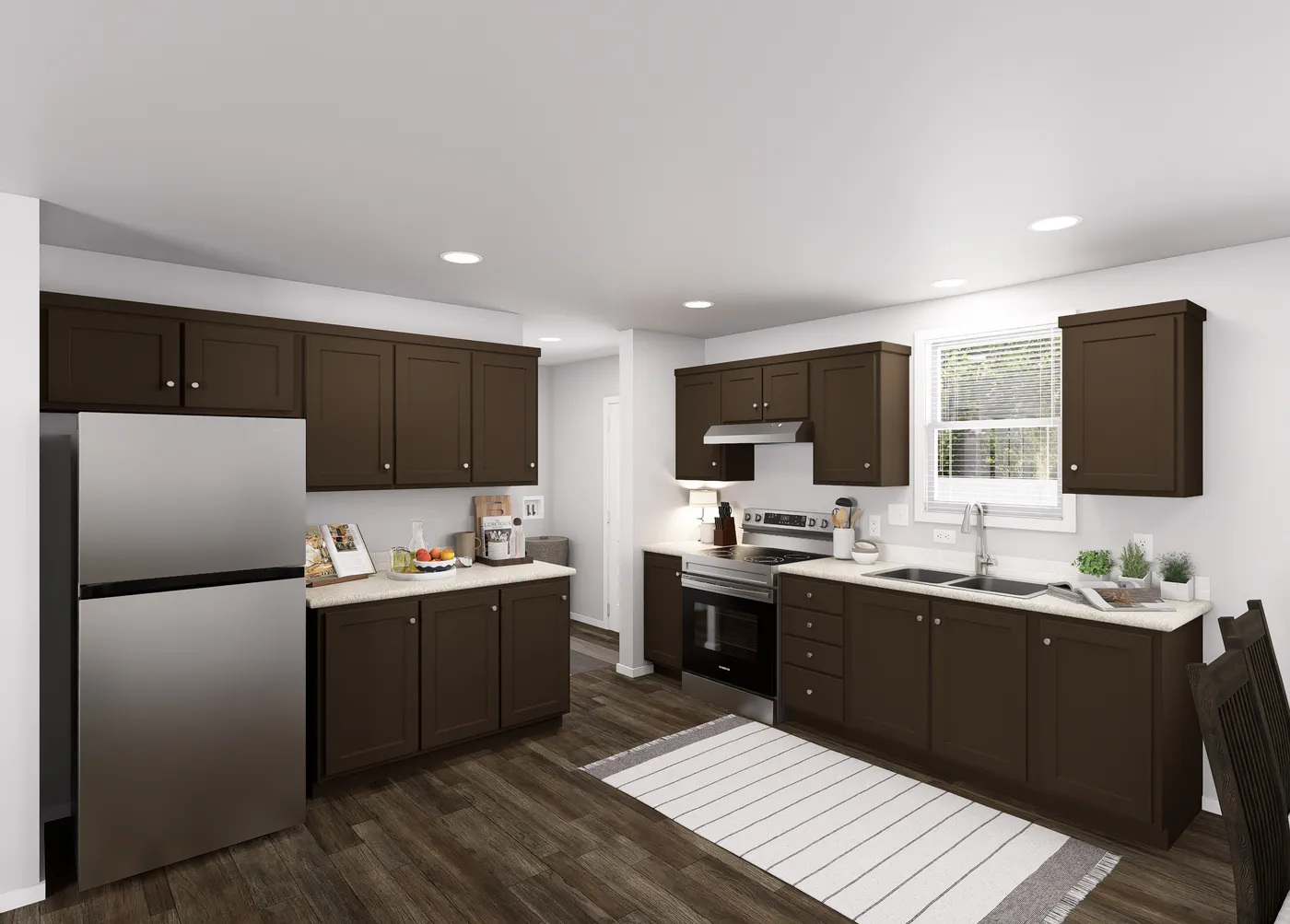The SLE 481F Kitchen. This Manufactured Mobile Home features 3 bedrooms and 2 baths.