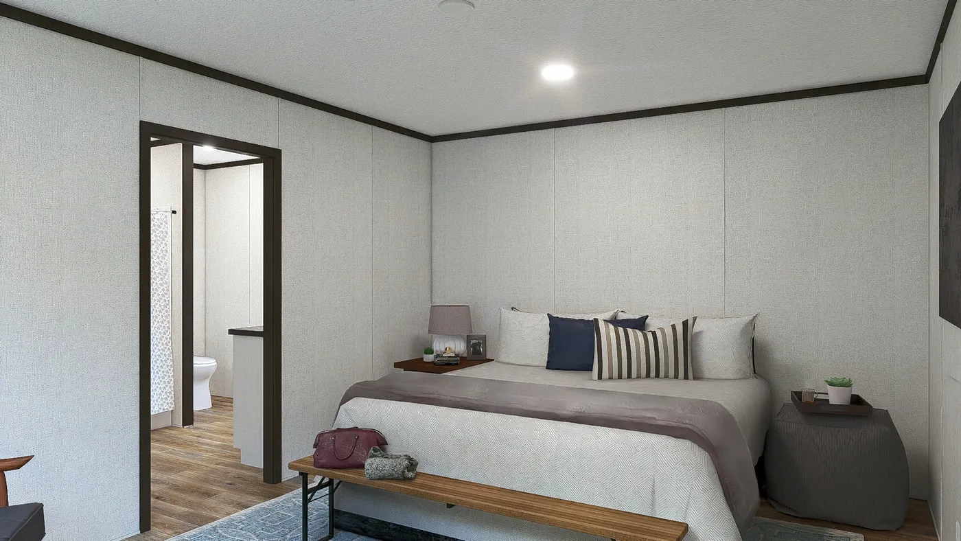 The DESIRE Primary Bedroom. This Manufactured Mobile Home features 3 bedrooms and 2 baths.