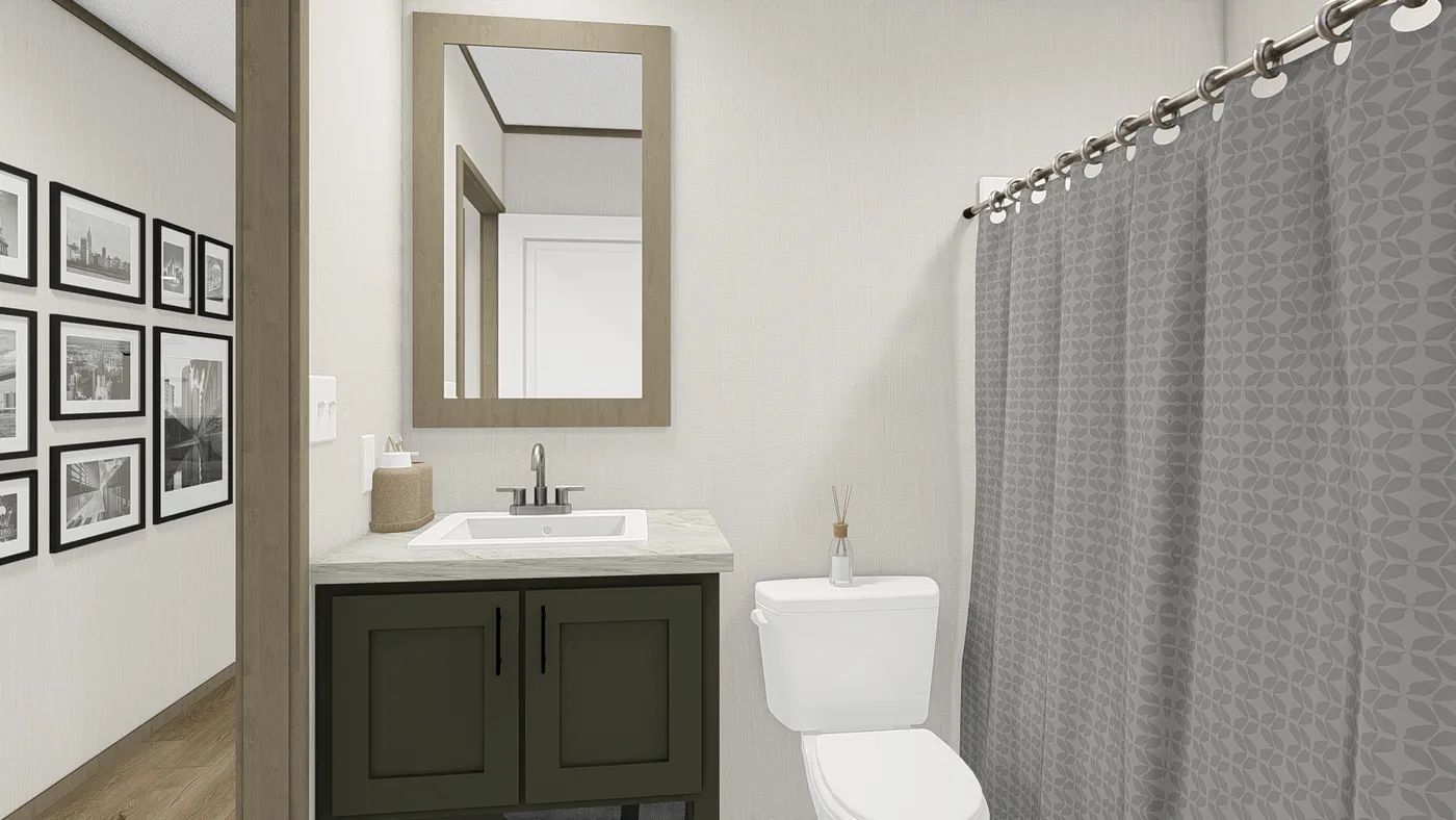 The HUDSON Guest Bathroom. This Manufactured Mobile Home features 3 bedrooms and 2 baths.
