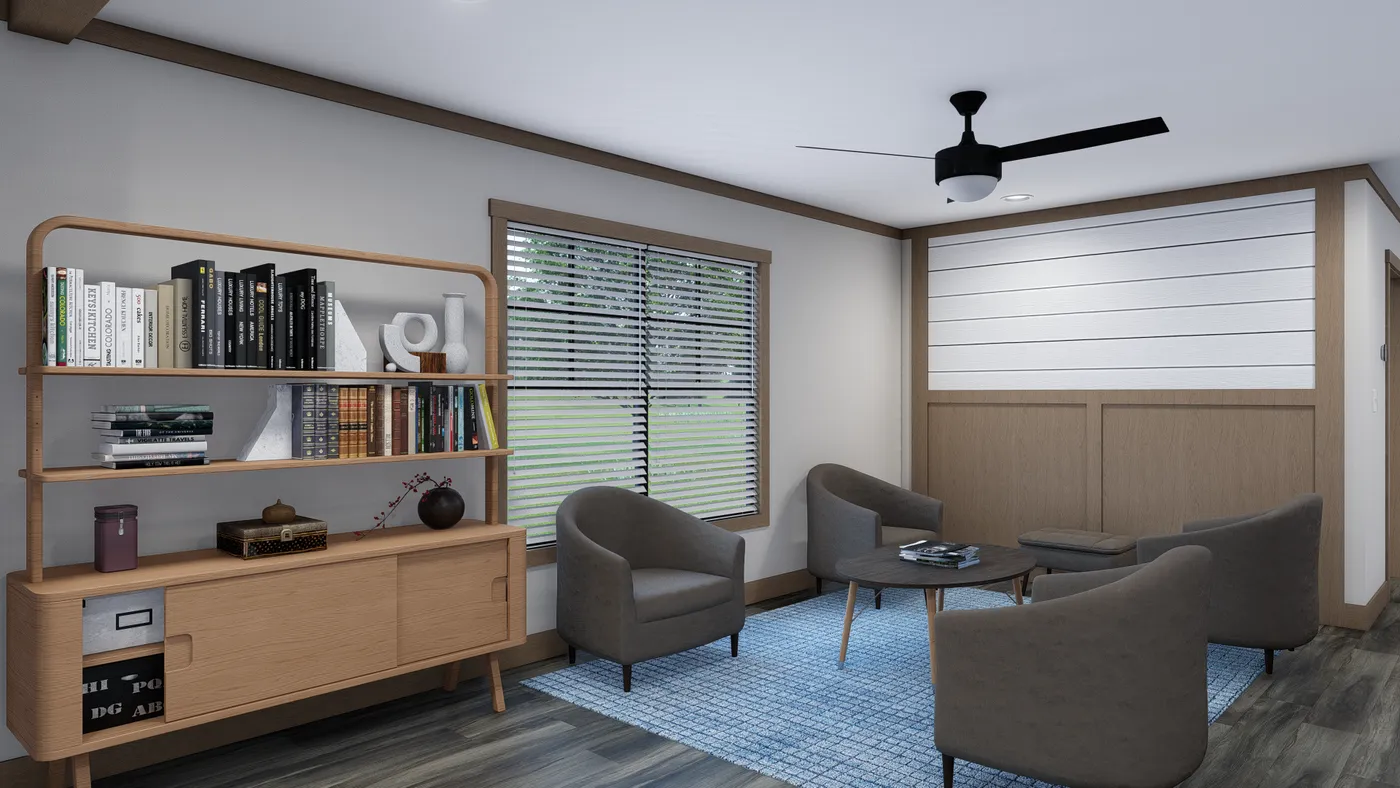 The NELLIE Den. This Manufactured Mobile Home features 4 bedrooms and 2 baths.