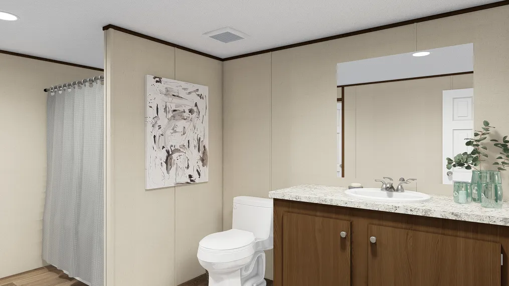 The MARVELOUS 3 Primary Bathroom. This Manufactured Mobile Home features 3 bedrooms and 2 baths.