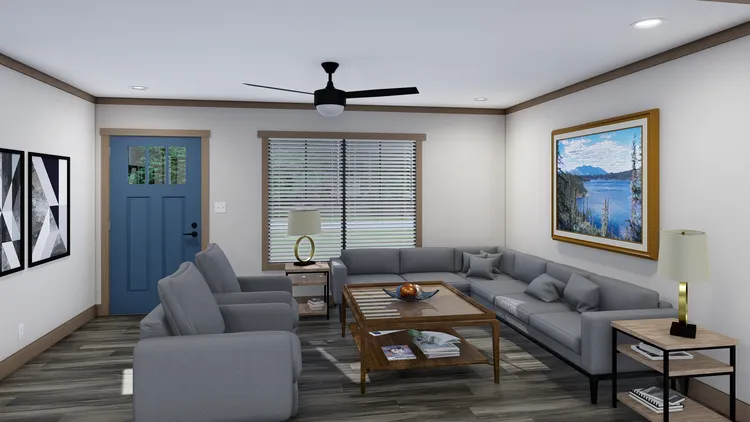 The ANGELINA Living Room. This Manufactured Mobile Home features 4 bedrooms and 2 baths.