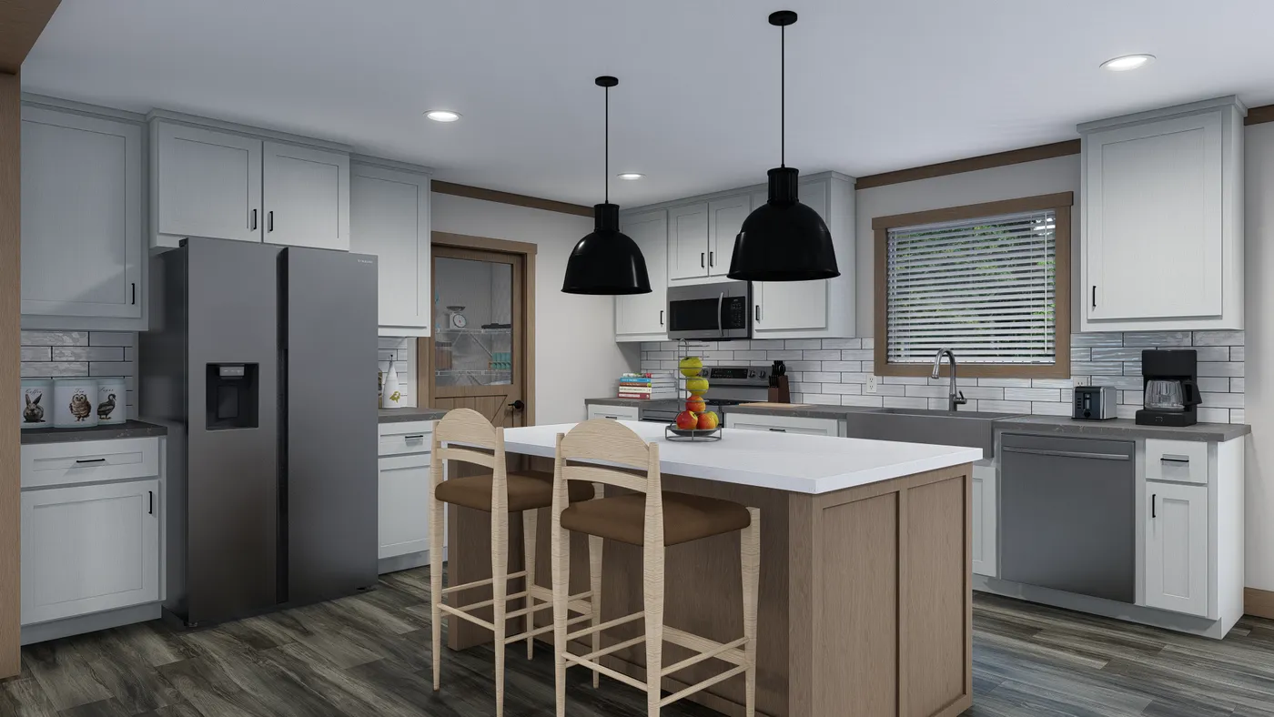 The EVERETT ELITE Kitchen. This Manufactured Mobile Home features 4 bedrooms and 3 baths.