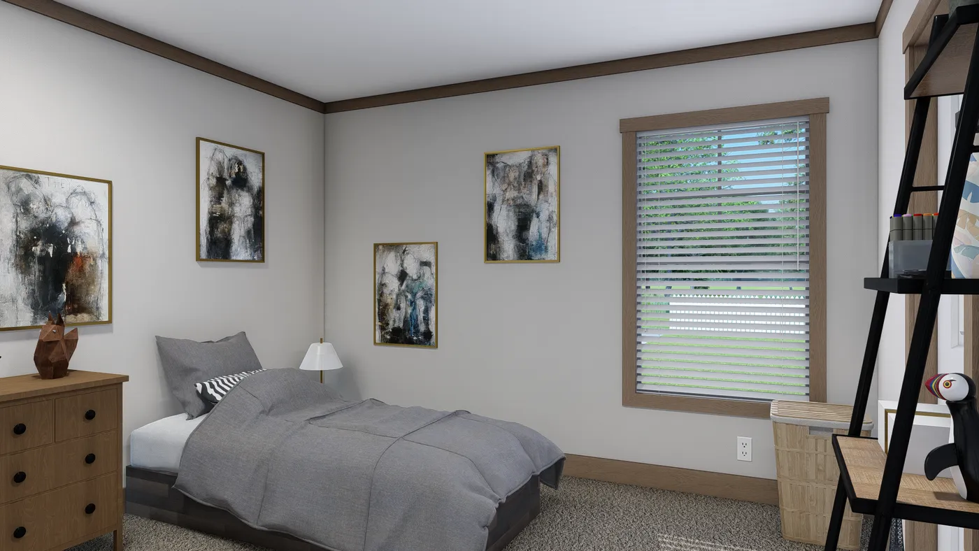 The EVERETT ELITE Bedroom. This Manufactured Mobile Home features 4 bedrooms and 3 baths.
