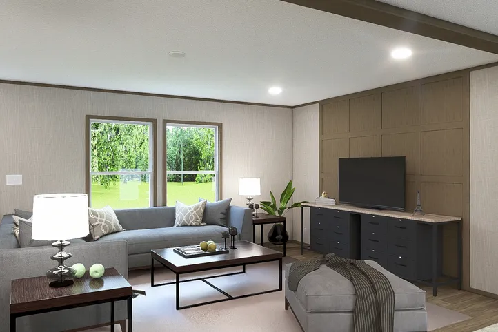 The MOROCCO Living Room. This Manufactured Mobile Home features 4 bedrooms and 2 baths.