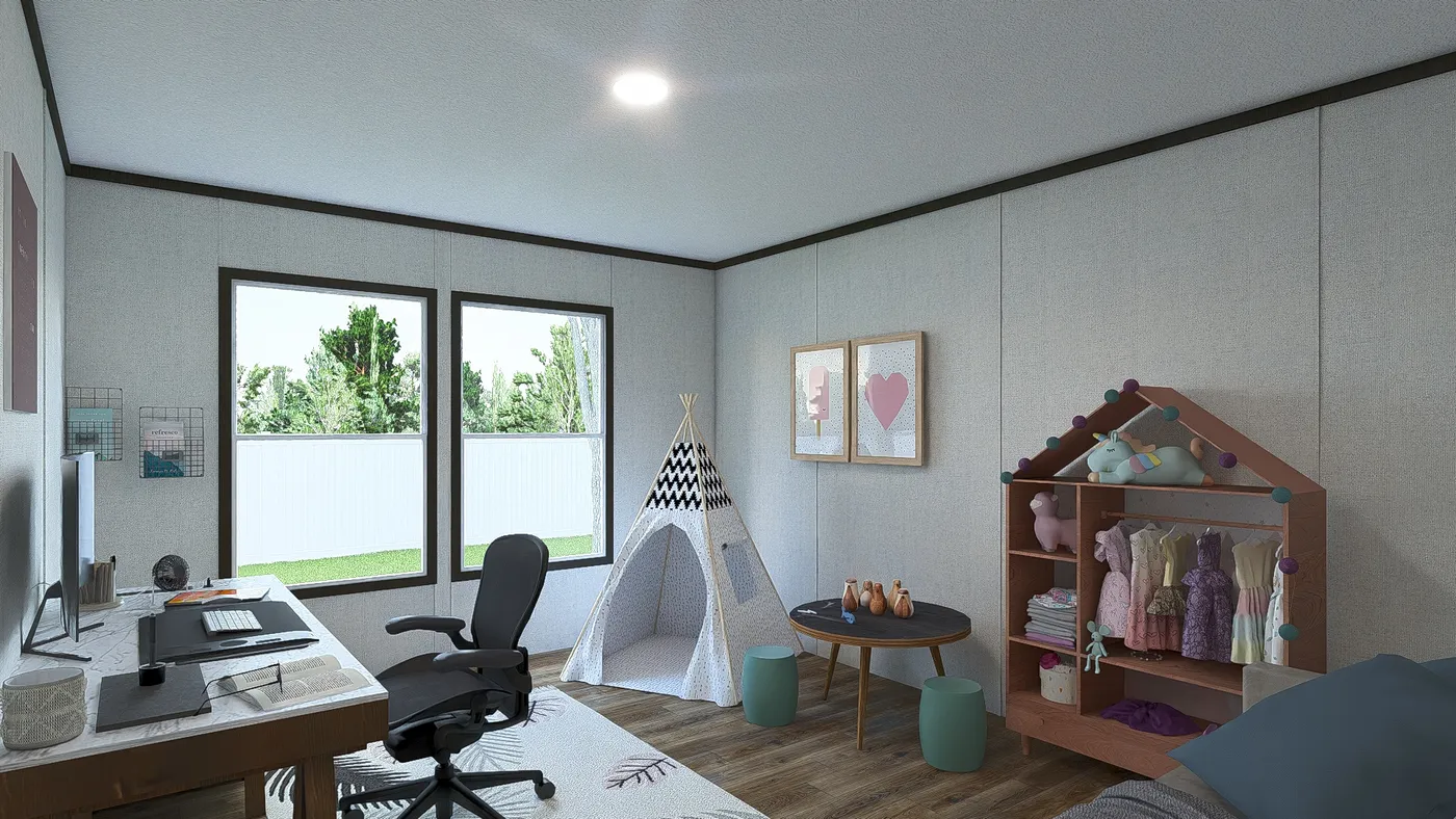 The EMPOWER Family Room. This Manufactured Mobile Home features 4 bedrooms and 2 baths.