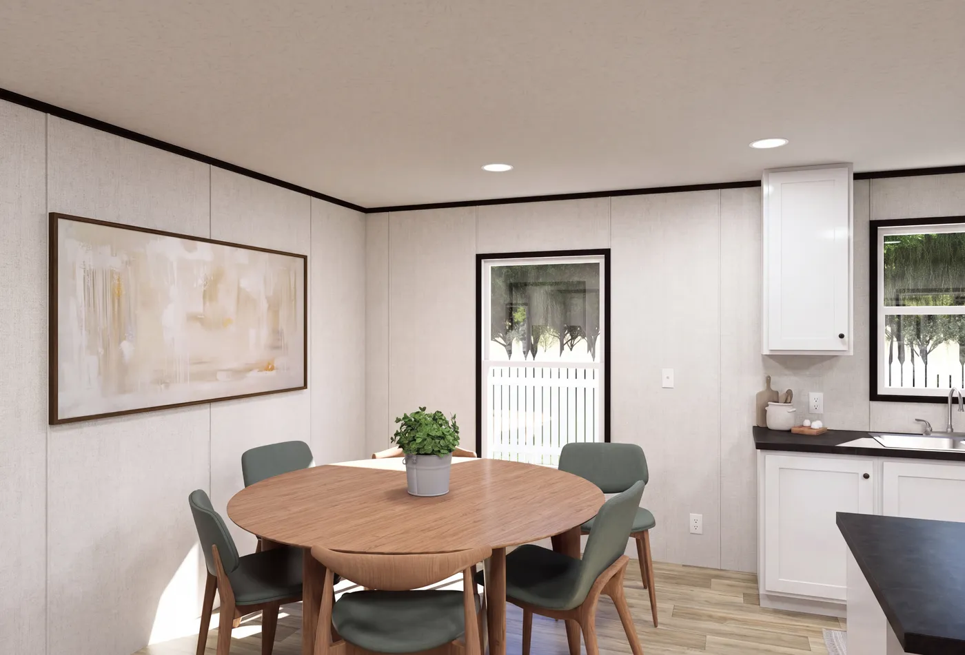 The HORIZON DAWN Dining Area. This Manufactured Mobile Home features 3 bedrooms and 2 baths.