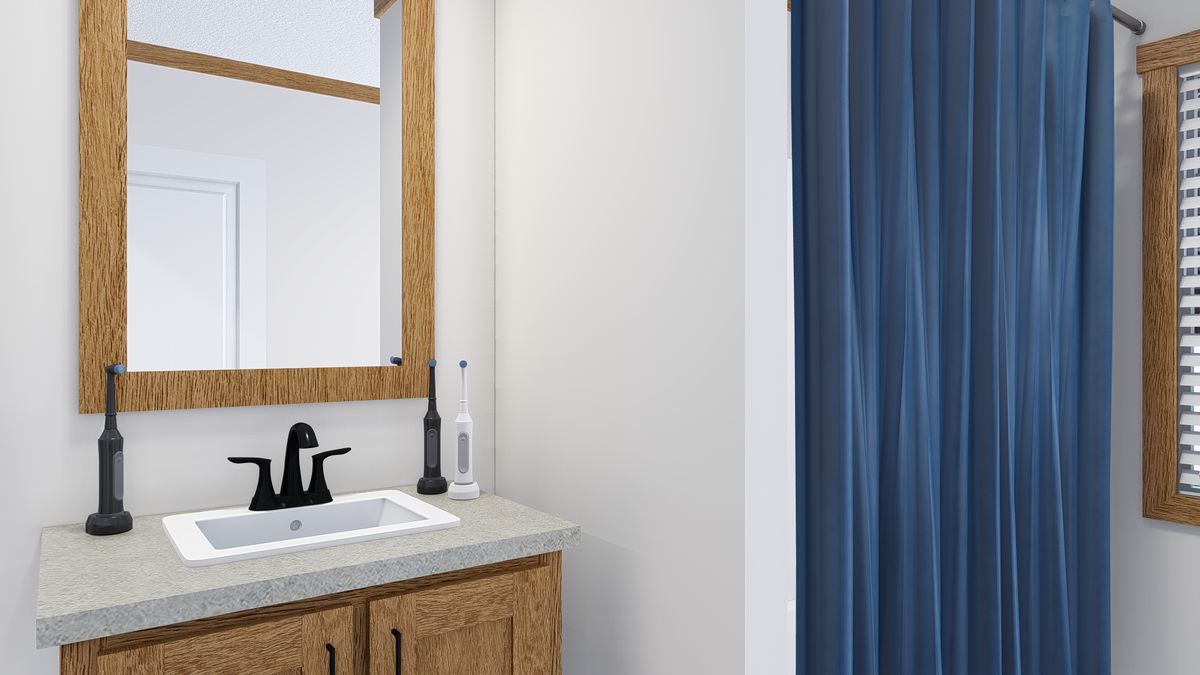 The LAYLA Guest Bathroom. This Manufactured Mobile Home features 4 bedrooms and 2 baths.