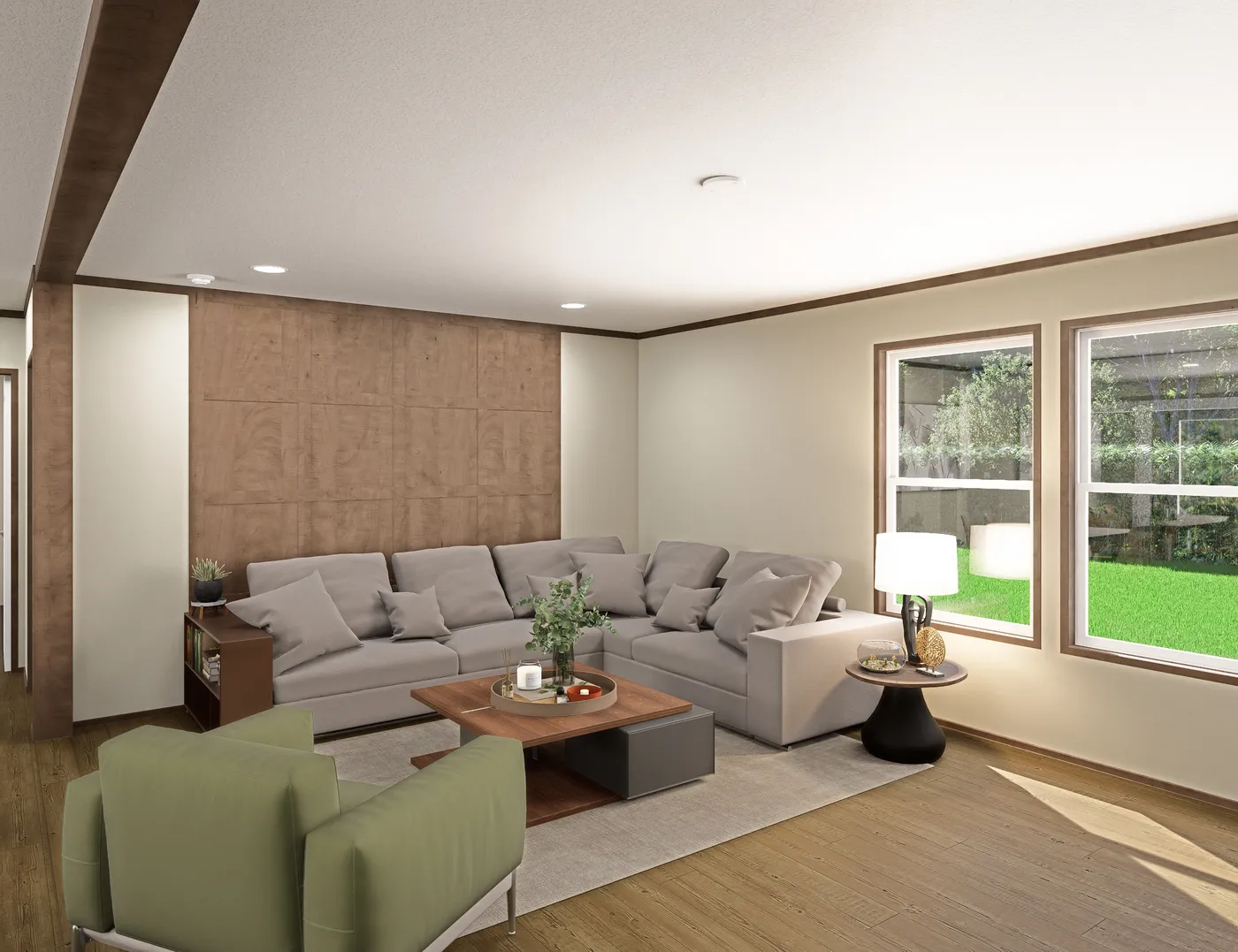 The RIO Living Room. This Manufactured Mobile Home features 3 bedrooms and 2 baths.