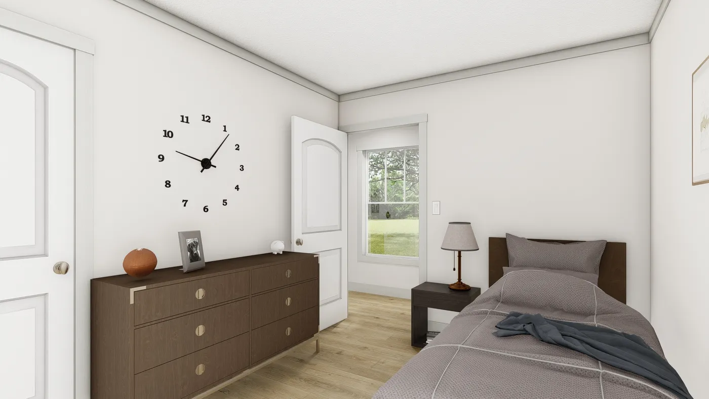 The SOLSBURY HILL Guest Bedroom. This Manufactured Mobile Home features 3 bedrooms and 2 baths.
