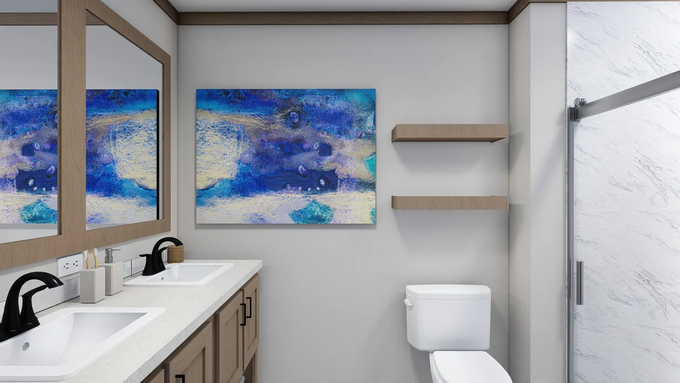 The LIBBY Primary Bathroom. This Manufactured Mobile Home features 3 bedrooms and 2 baths.