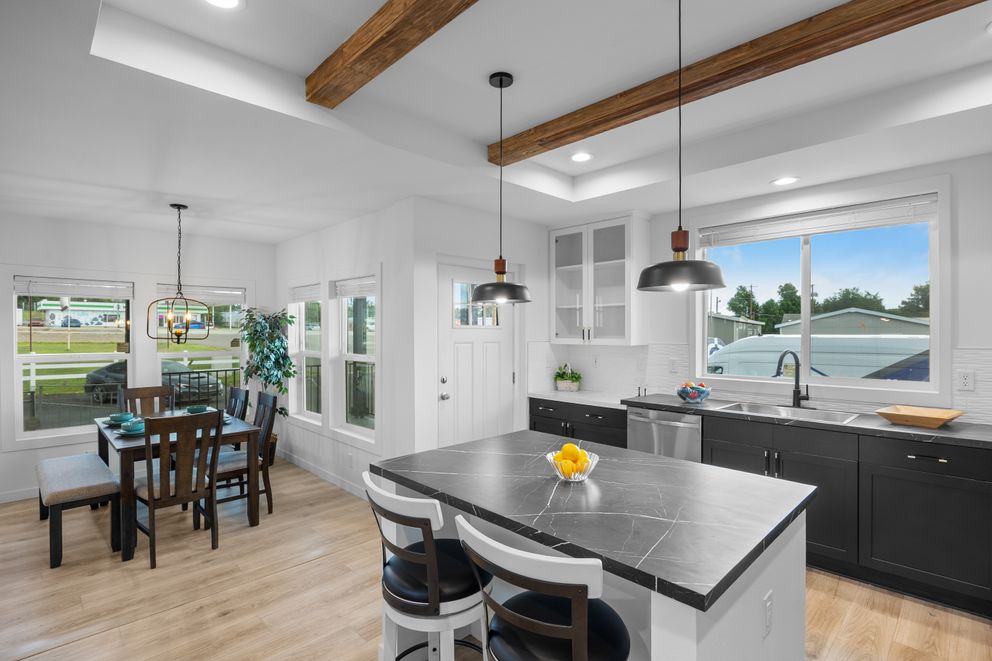 The LULAMAE 3 Kitchen. This Manufactured Mobile Home features 3 bedrooms and 2 baths.