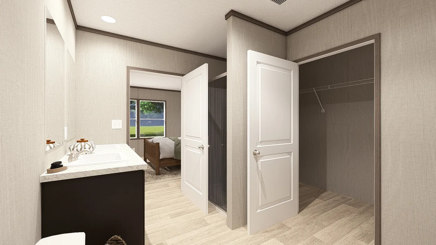 The ULTRA PRO 3 BR 28X60 Primary Bathroom. This Manufactured Mobile Home features 3 bedrooms and 2 baths.