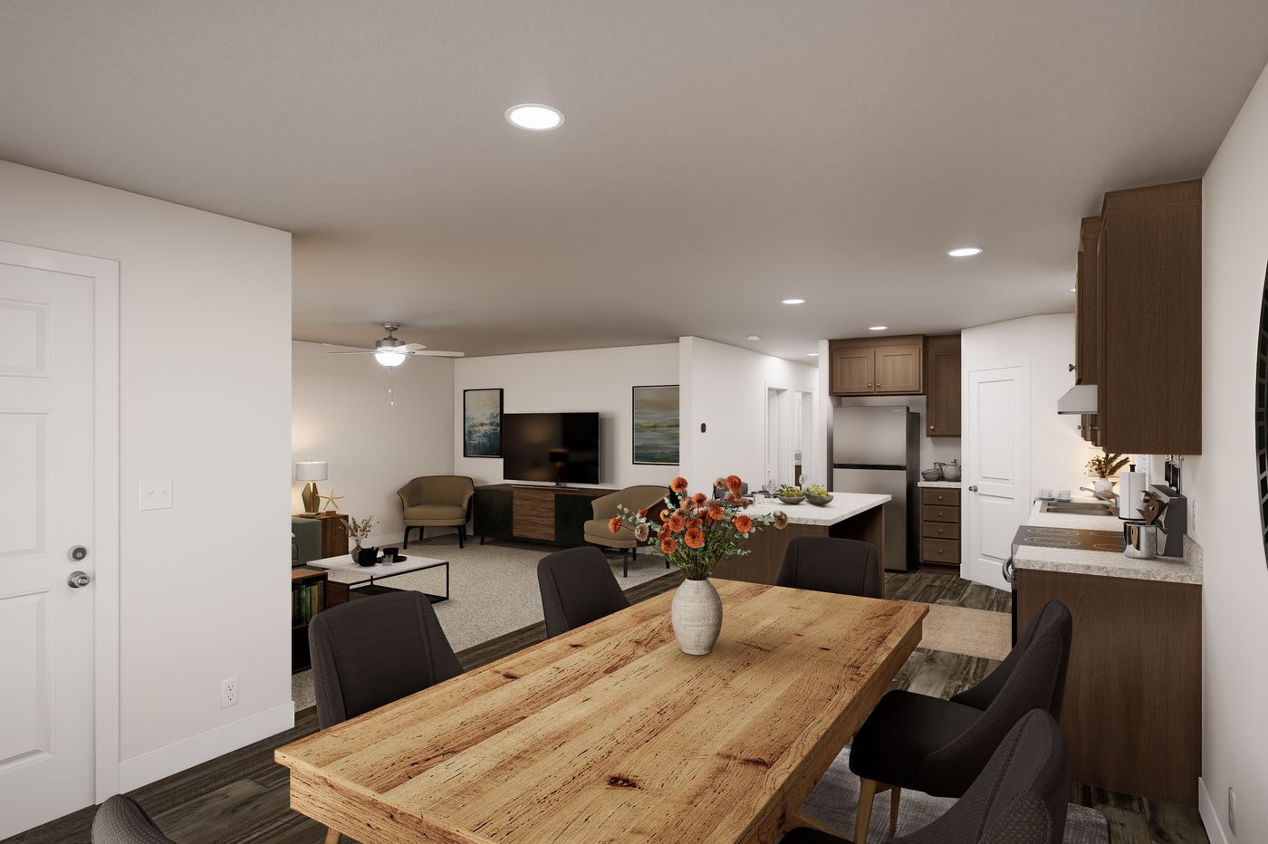 The 5628-MS068 CARMEL Dining Area. This Manufactured Mobile Home features 3 bedrooms and 2 baths.