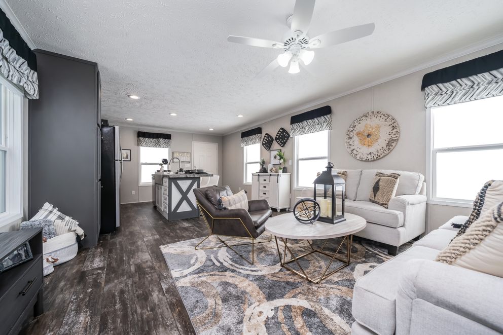 The RIVERVIEW Exterior. This Manufactured Mobile Home features 2 bedrooms and 2 baths.
