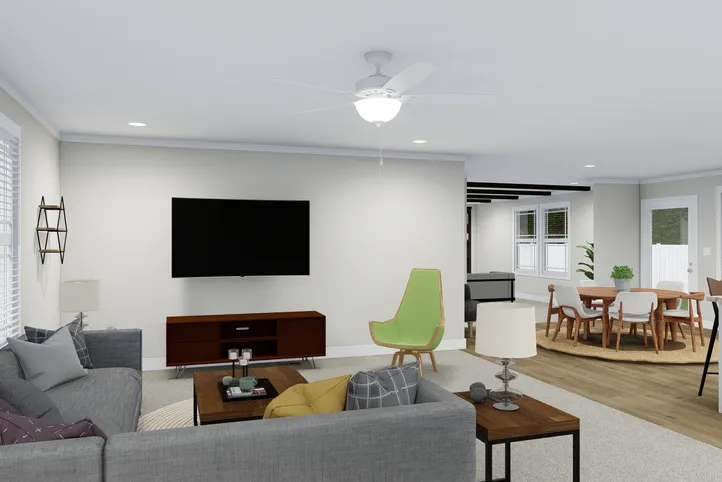 The TAHOE 3272A Living Room. This Manufactured Mobile Home features 3 bedrooms and 2 baths.
