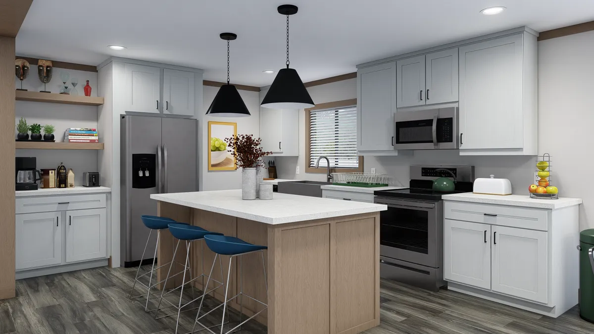 The WILDER Kitchen. This Manufactured Mobile Home features 3 bedrooms and 2 baths.