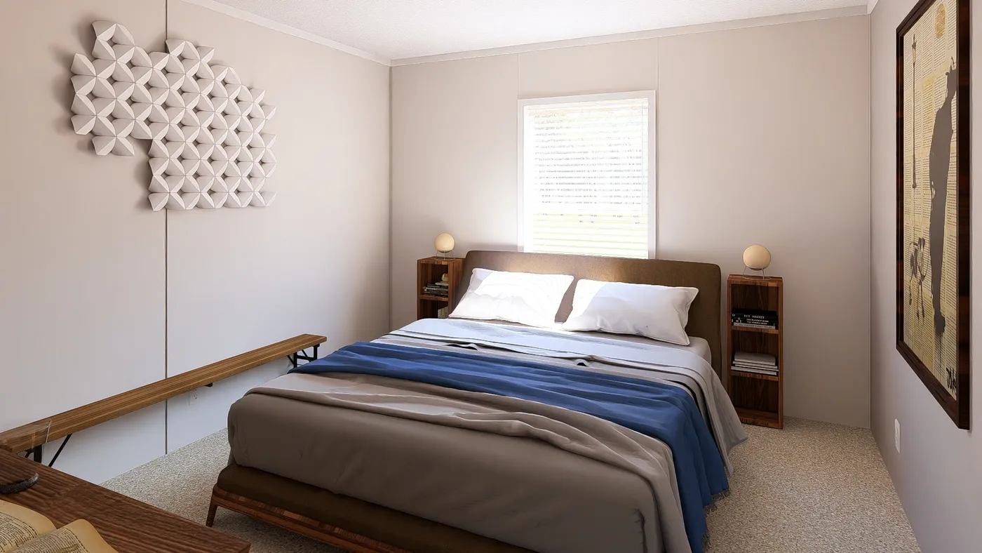 The GARNET Bedroom. This Manufactured Mobile Home features 3 bedrooms and 2 baths.