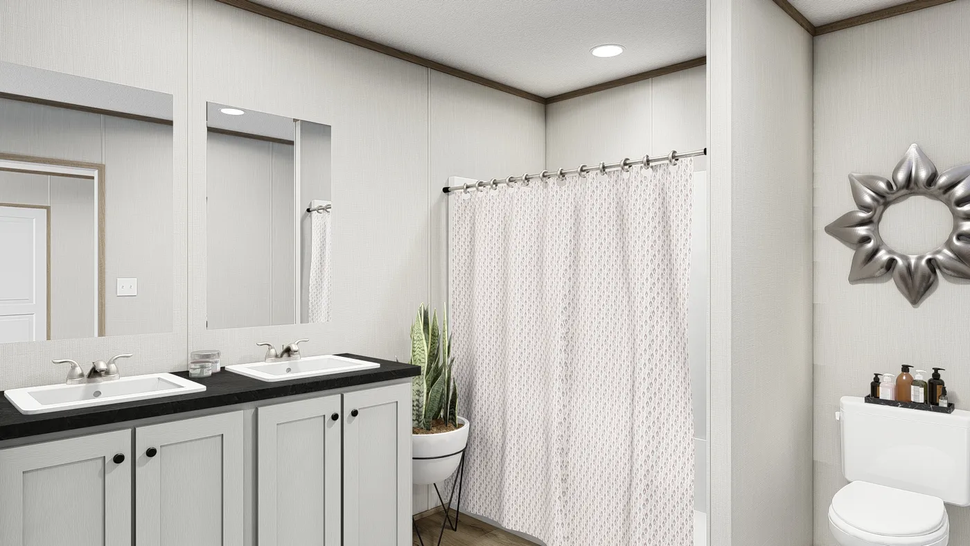 The NORTHSTAR Primary Bathroom. This Manufactured Mobile Home features 3 bedrooms and 2 baths.